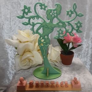 Handmade Glow In The Dark Two Colored Lady Jewelry Stand 3D Printed Teal Green